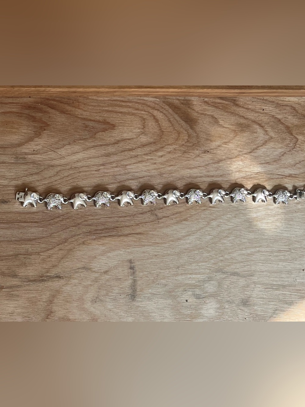 Vintage Silver plated trunk up elephant link charm bracelet PAJ BB mark